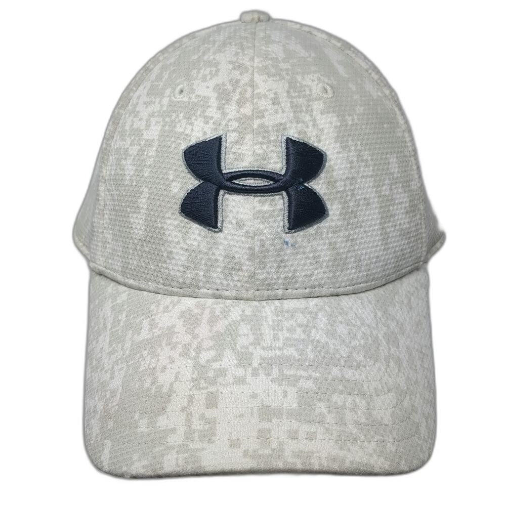 Under Armour Baseball Cap Gray Blue XL Camo Stretch Fit Embroidered Logo Hat